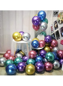 Boxwoods Multicolor Chrome Metallic Helium Balloons 60 PCS Pack  - Image 2