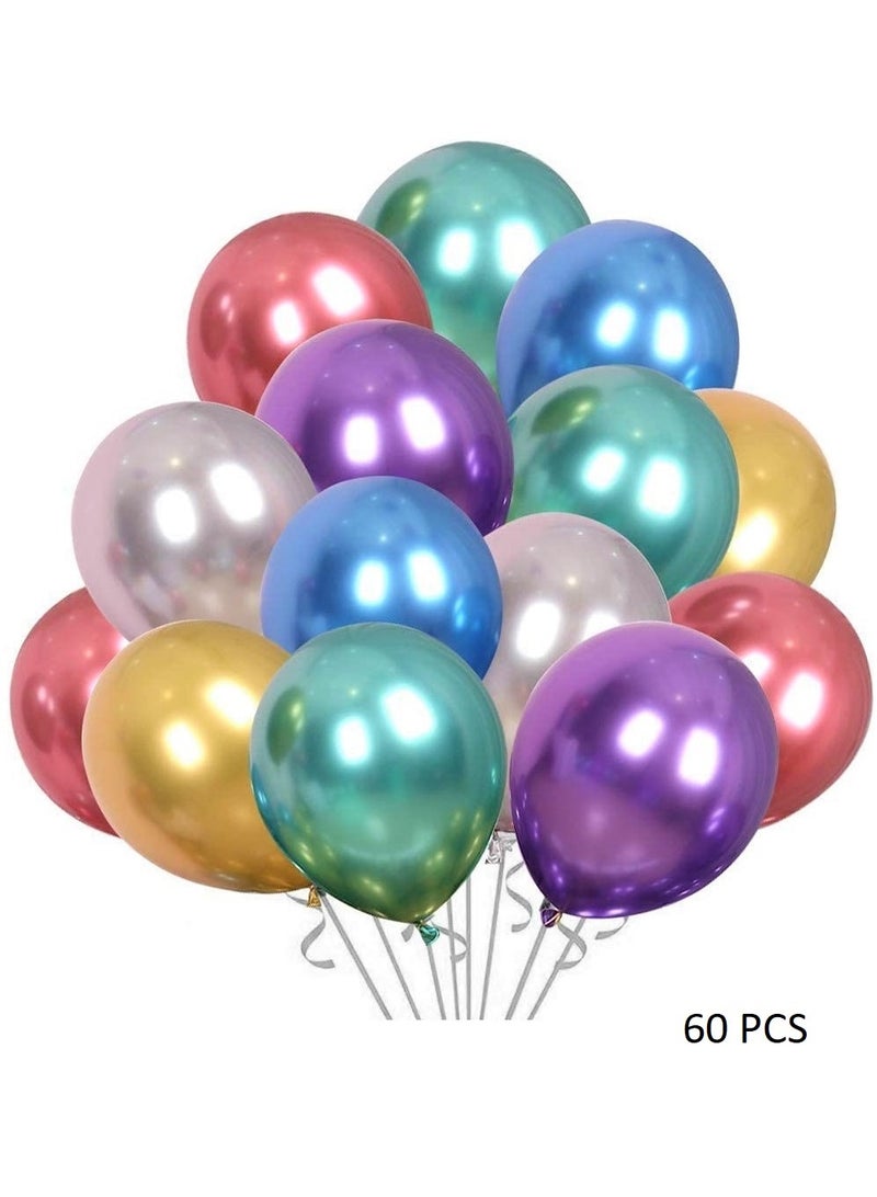 Boxwoods Multicolor Chrome Metallic Helium Balloons 60 PCS Pack - Image 2