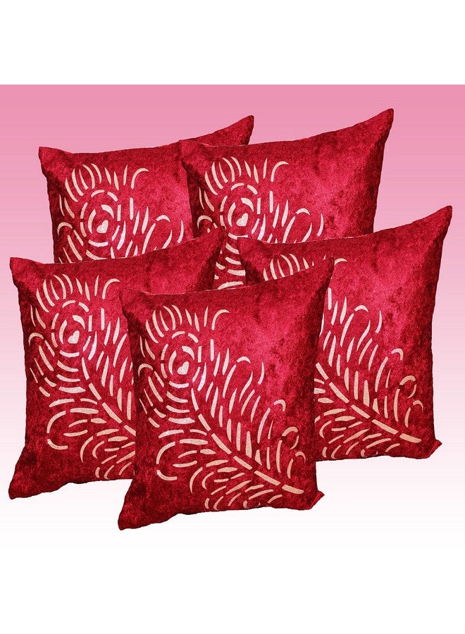 JDX Big Velvet Cushion Covers (24 x 24 inches,) -Pack of 5 Pcs (24x24 Inches) (Red) - Image 3