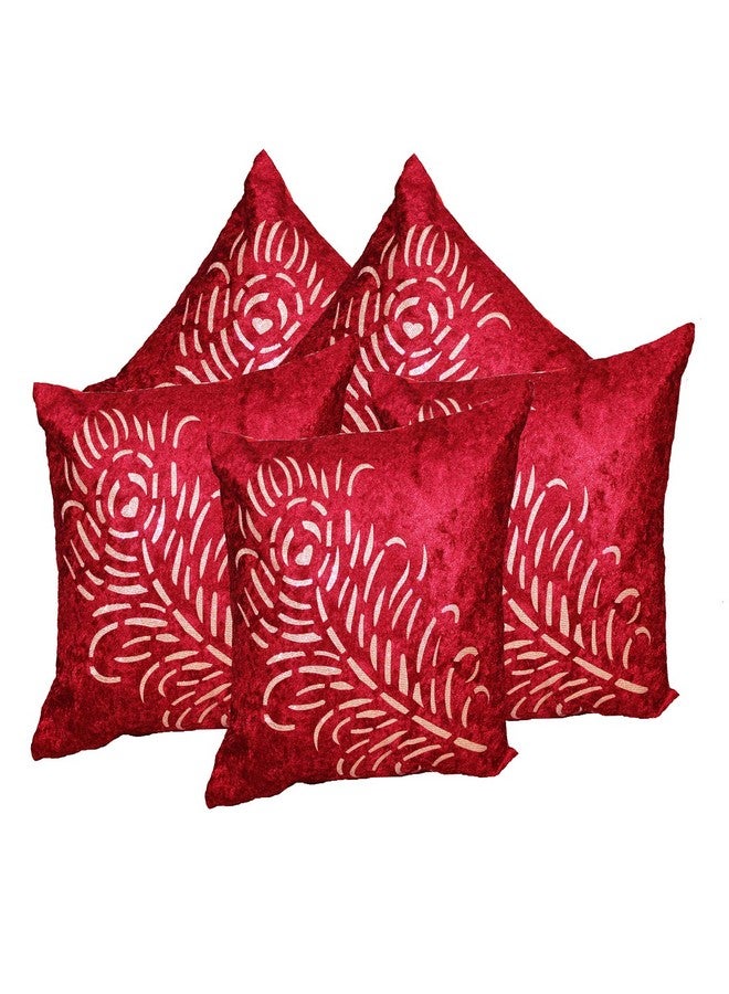 JDX Big Velvet Cushion Covers (24 x 24 inches,) -Pack of 5 Pcs (24x24 Inches) (Red) - Image 1