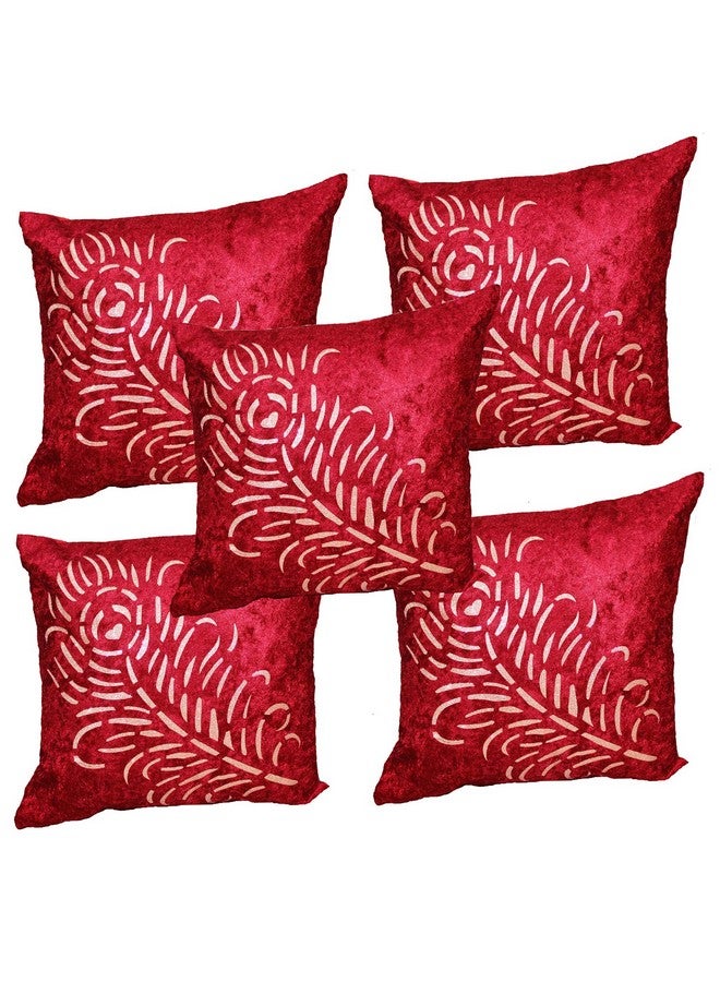 JDX Big Velvet Cushion Covers (24 x 24 inches,) -Pack of 5 Pcs (24x24 Inches) (Red) - Image 2
