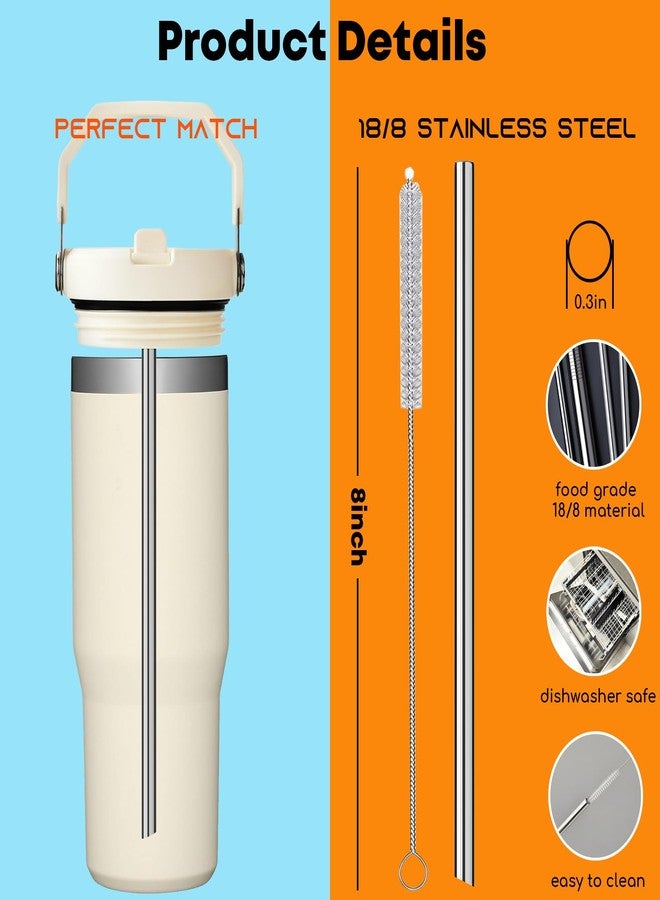 ALINK Stainless Steel Straws Compatible with Stanley Iceflow 30oz Flip Tumbler, 6 Pack Reusable Metal Straws for Stanley Ice Flow 30oz Cup Lid Only, Plus Straw Brush - Image 4