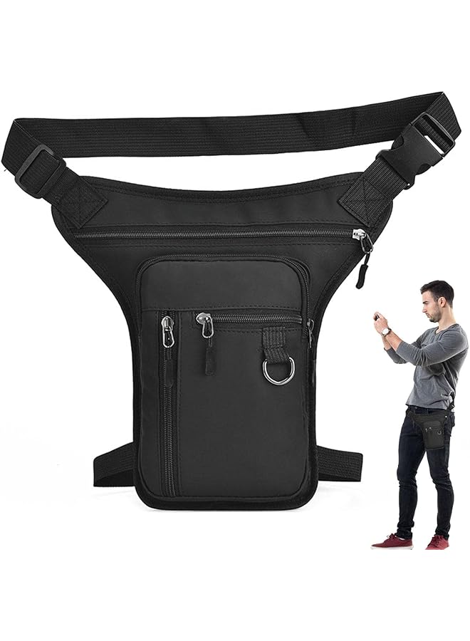 PROMASS Leg Pouch Bag | Drop Leg Belt Bags for Men Women | Thigh Pouch Outdoor Motorcycle Riding Hiking Waist Fanny Pack Travel Bags promass, black - Image 1