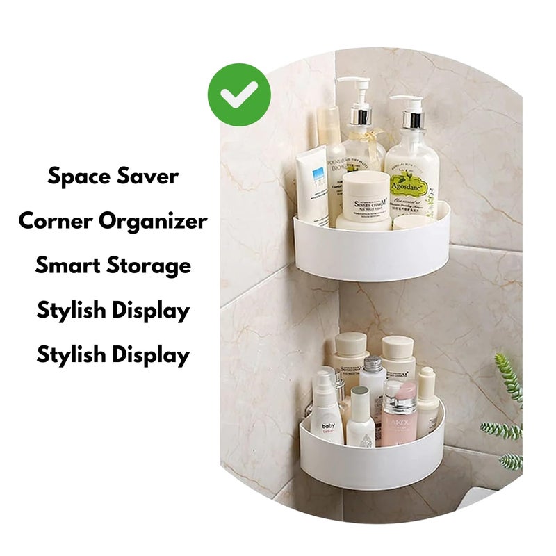 Self-Adhesive Plastic Corner Shelf - Multipurpose Wall Mount Storage Rack for Bathroom & Kitchen - Image 5