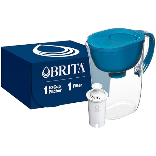 Brita Large Water Filter Pitcher for Tap and Drinking Water with SmartLight Change Indicator, Includes 1 Standard Filter, BPA-Free, Lasts 2 Months, 10-Cup Capacity, Teal - Image 1