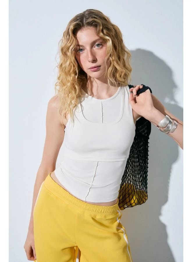 GRIMELANGE UNIFIE Women's Soft and Stretch Fabric Double-Layer White Blouse.