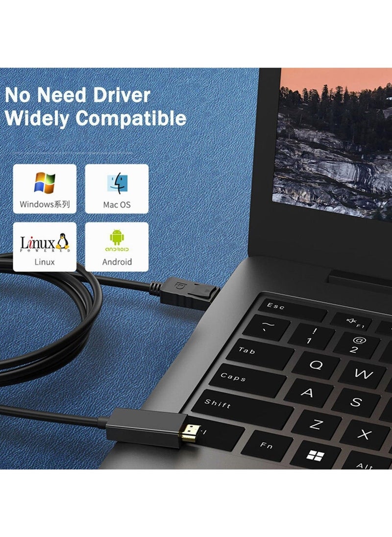 ماركة غير محددة - كابل DisplayPort إلى HDMI بطول 6 أقدام، (1.8 متر) محول كابل 4K DP إلى HDMI، كابل DP 1.2 إلى HDMI 1.4 أحادي الاتجاه، متوافق مع شاشة الكمبيوتر وجهاز العرض والكمبيوتر المحمول Dell HP إلخ - Image 1