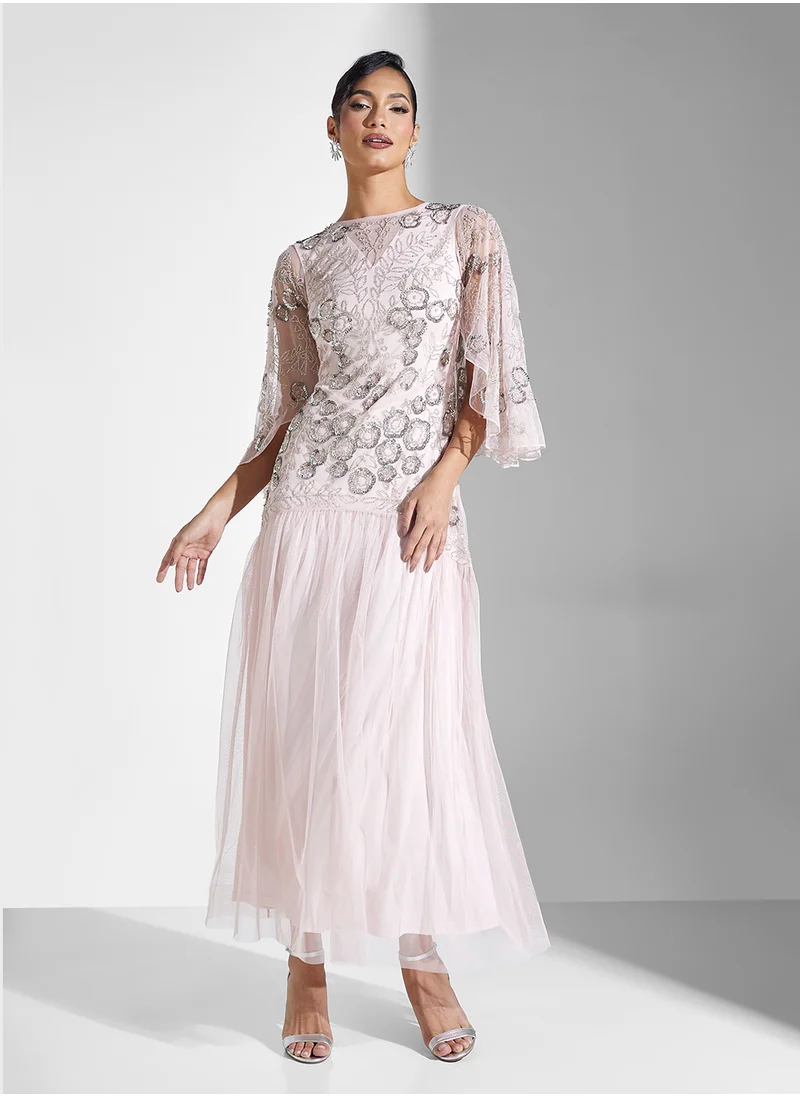 Frock and Frill Embellished Maxi Dress