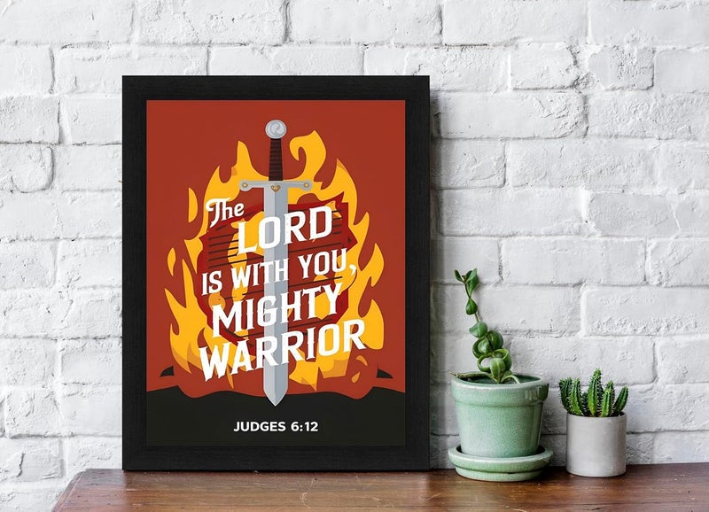 Interio Crafts Judges 612 The Lord is with you mighty warrior Bible Verse Christian Decor Jesus Christ Decor Synthetic Wood 13X10 Inches - Image 2