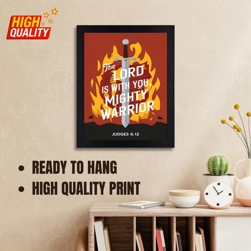 Interio Crafts Judges 612 The Lord is with you mighty warrior Bible Verse Christian Decor Jesus Christ Decor Synthetic Wood 13X10 Inches - Image 3