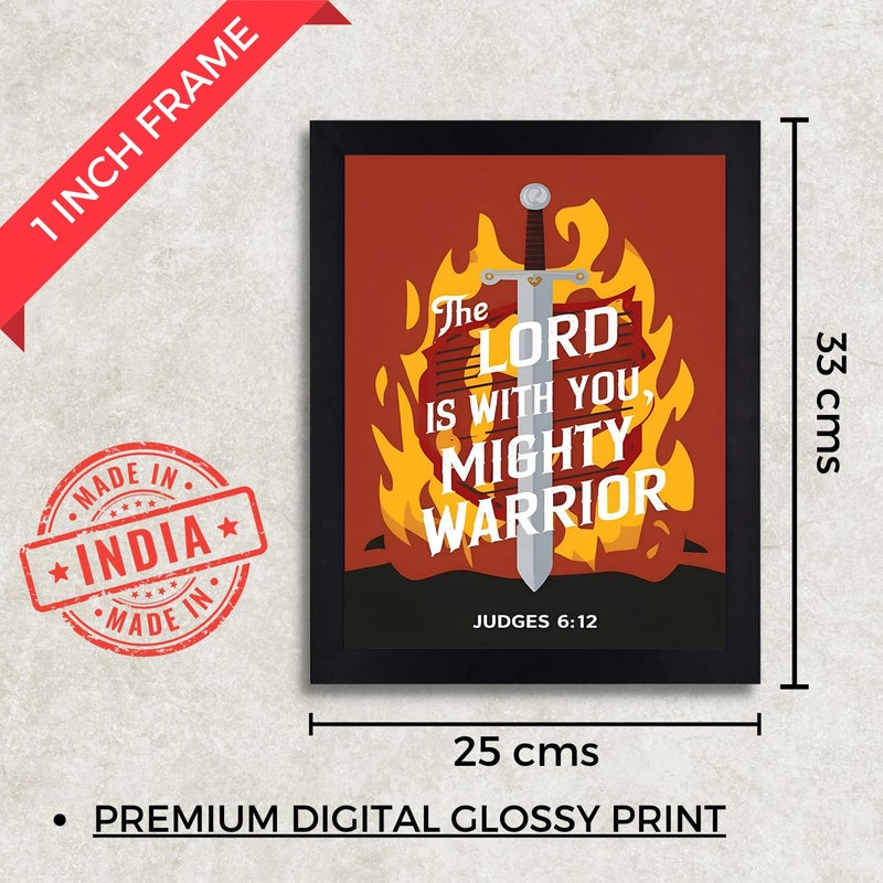 Interio Crafts Judges 612 The Lord is with you mighty warrior Bible Verse Christian Decor Jesus Christ Decor Synthetic Wood 13X10 Inches - Image 4