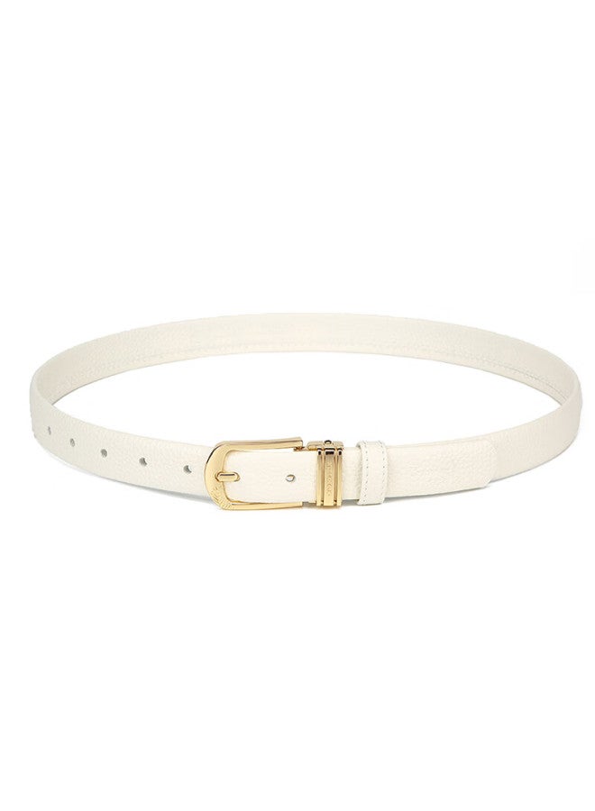 Crocodile T-shirt Double-sided Top-grain Leather Women's Belt, Casual Pin Buckle Belt, Birthday Gift For Girlfriend, 1609 White - Image 5