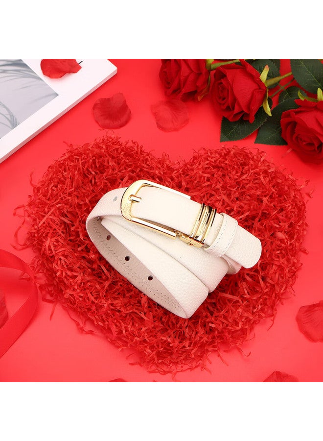Crocodile T-shirt Double-sided Top-grain Leather Women's Belt, Casual Pin Buckle Belt, Birthday Gift For Girlfriend, 1609 White - Image 4