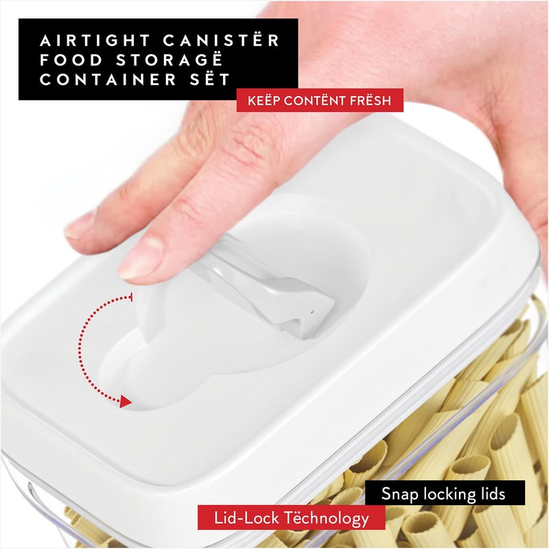 DWÃ‹LLZA KITCHEN Airtight Food Storage Containers for Pantry With White Lids â€“ 6 Pack - Clear Air Tight Kitchen Containers Pantry Organization and Storage - BPA-Free Plastic - Keeps Food Fresh & Dry - Image 4