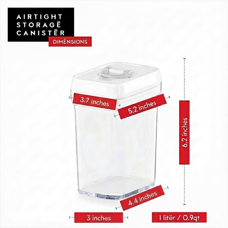 DWÃ‹LLZA KITCHEN Airtight Food Storage Containers for Pantry With White Lids â€“ 6 Pack - Clear Air Tight Kitchen Containers Pantry Organization and Storage - BPA-Free Plastic - Keeps Food Fresh & Dry - Image 5