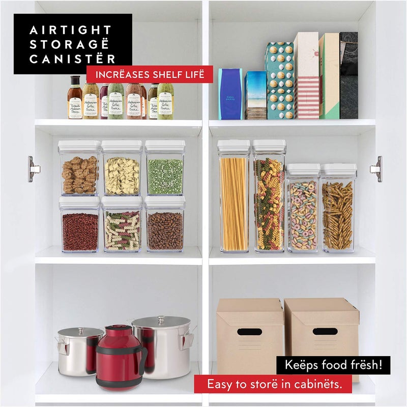 DWÃ‹LLZA KITCHEN Airtight Food Storage Containers for Pantry With White Lids â€“ 6 Pack - Clear Air Tight Kitchen Containers Pantry Organization and Storage - BPA-Free Plastic - Keeps Food Fresh & Dry - Image 2