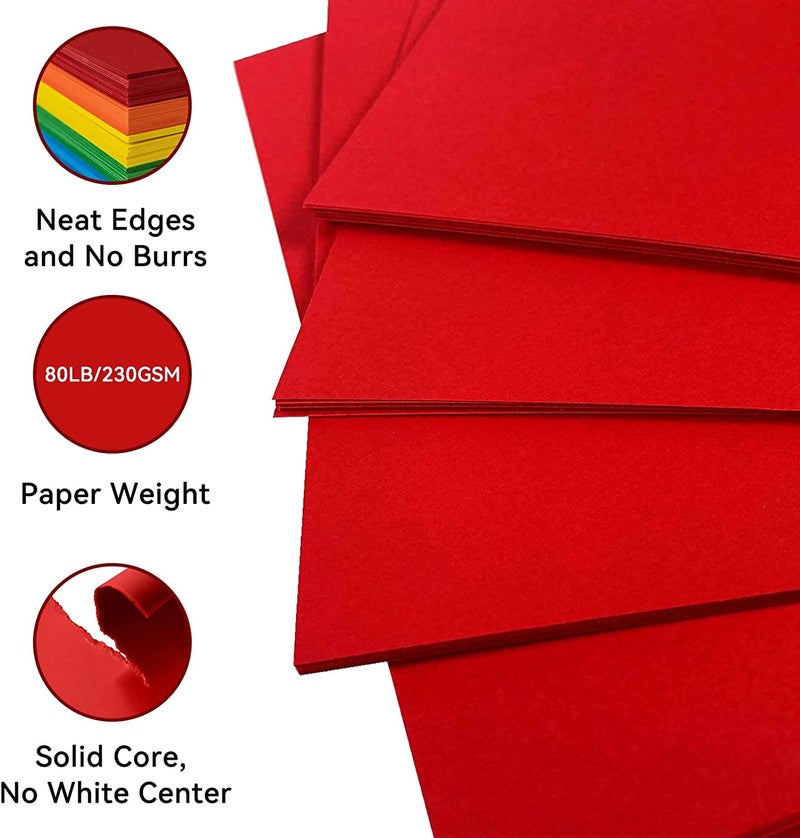 Bonmiy 25Sheets Red Cardstock Paper, 8.5 x 11 Card stock for Cricut, Thick Construction Paper for Card Making, Scrapbooking, Craft 90 lb / 250 gsm - Image 2
