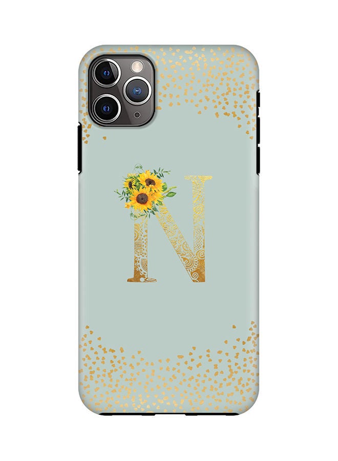 Stylizedd Monogram Tough Series for Apple iPhone 11 Pro Max Custom Initials Floral Mandala Pattern Tough Pro Dual Layer hybrid PC inner TPU protection Alphabet- N (Light Green) - Image 1