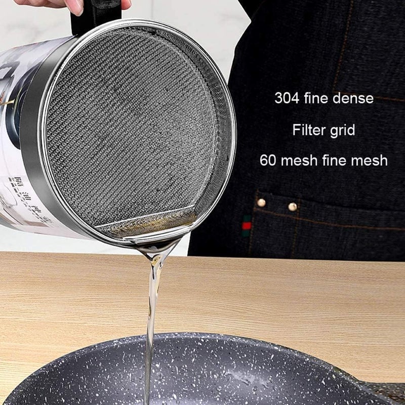 Kayru Stainless Steel Oil Container Pot Fat Oil Filter Storage with Lid Cooking Oil Fat Separator for Filter Oil Storage Jar Strainer with Base Tray 14L Storing Frying Oil and Cooking Grease - Image 4