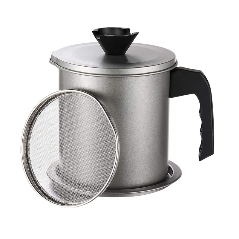 Kayru Stainless Steel Oil Container Pot Fat Oil Filter Storage with Lid Cooking Oil Fat Separator for Filter Oil Storage Jar Strainer with Base Tray 14L Storing Frying Oil and Cooking Grease - Image 3