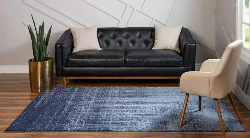 Unique Loom Del Mar Collection Area Rug - Jennifer (4' 1" x 6' 1" Rectangle, Blue/ Navy Blue) - Image 3