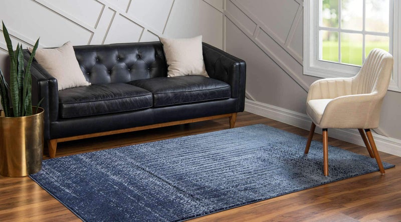 Unique Loom Del Mar Collection Area Rug - Jennifer (4' 1" x 6' 1" Rectangle, Blue/ Navy Blue) - Image 2