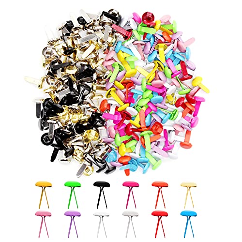 Benvo 300Pcs Mini Brads 8x13mm Small Round Split Pins Brass Metal Paper Fasteners Pastel Brads 12 Colors Random Mixed for Scrapbooking Art DIY Craft Paper Project - Image 1
