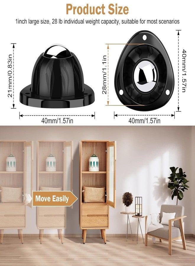 CUBIZ Self Adhesive Caster Wheels - 360° Swivel Universal Wheel, Mini Roller Ball Transfer Bearing for Small Kitchen Appliances, Storage Box, Trash Can (Black, 4 PCS) - Image 2