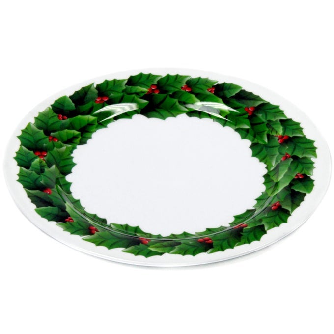 CHRISTMAS MELAMINE DINNER PLATE 10 INCH IN DIAMETER WREATH