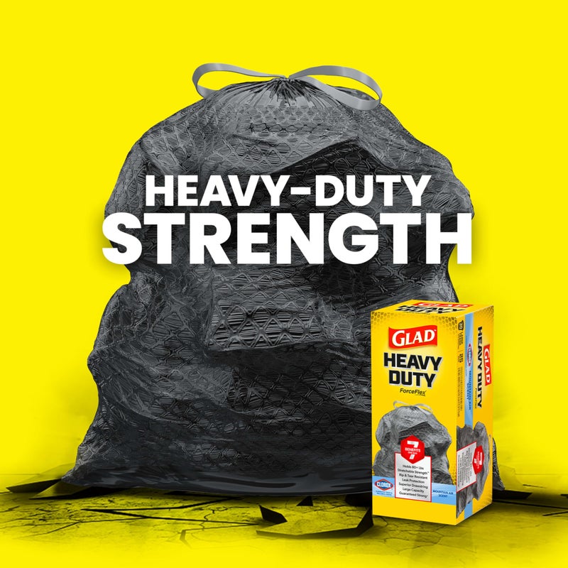 Glad ForceFlex Heavy Duty Trash Bags With Clorox, Mountain Air, 30 Gal, 50 Ct (Package May Vary) - Image 3