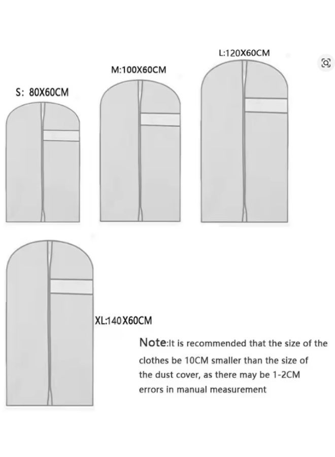 MLADEN 5 Pack Garment Bags for Hanging Clothes EVA Garment Protector Cover Bags,Hanging Clothing Covers with Clear Window and Zipper Closure,Dust-proof Waterproof Clothing Protector Covers for Home Storage Clothing Stores & Travel,60x140cm - Image 2