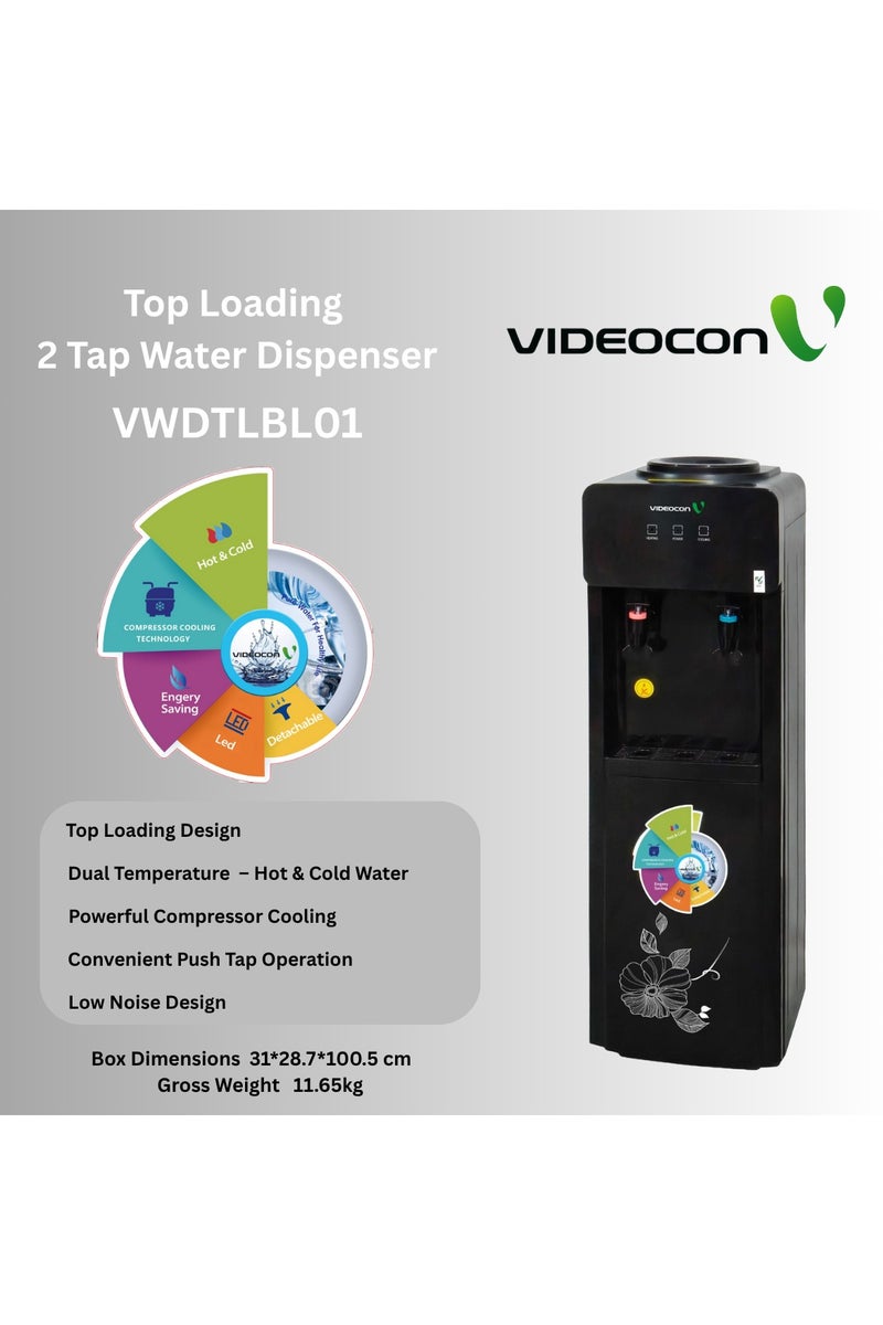 Videocon Hot and Cold Water Dispenser | Top Loading | Convenient Push Tap | Compressor Cooling | Low Noise Operation- VWDTLBL01 - Image 2
