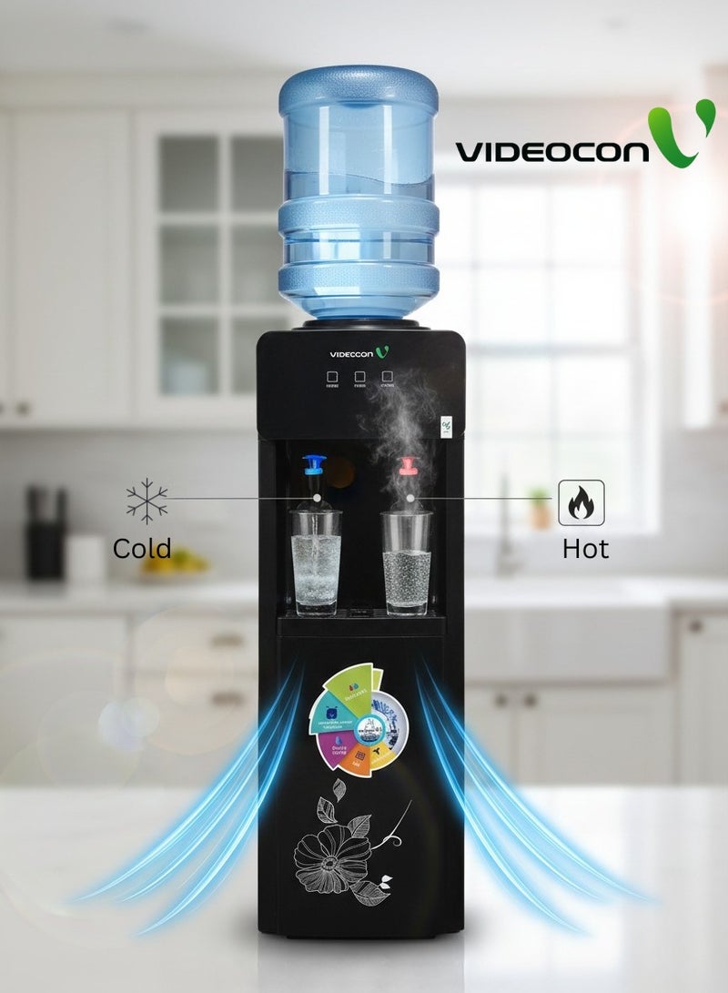 Videocon Hot and Cold Water Dispenser | Top Loading | Convenient Push Tap | Compressor Cooling | Low Noise Operation- VWDTLBL01 - Image 1