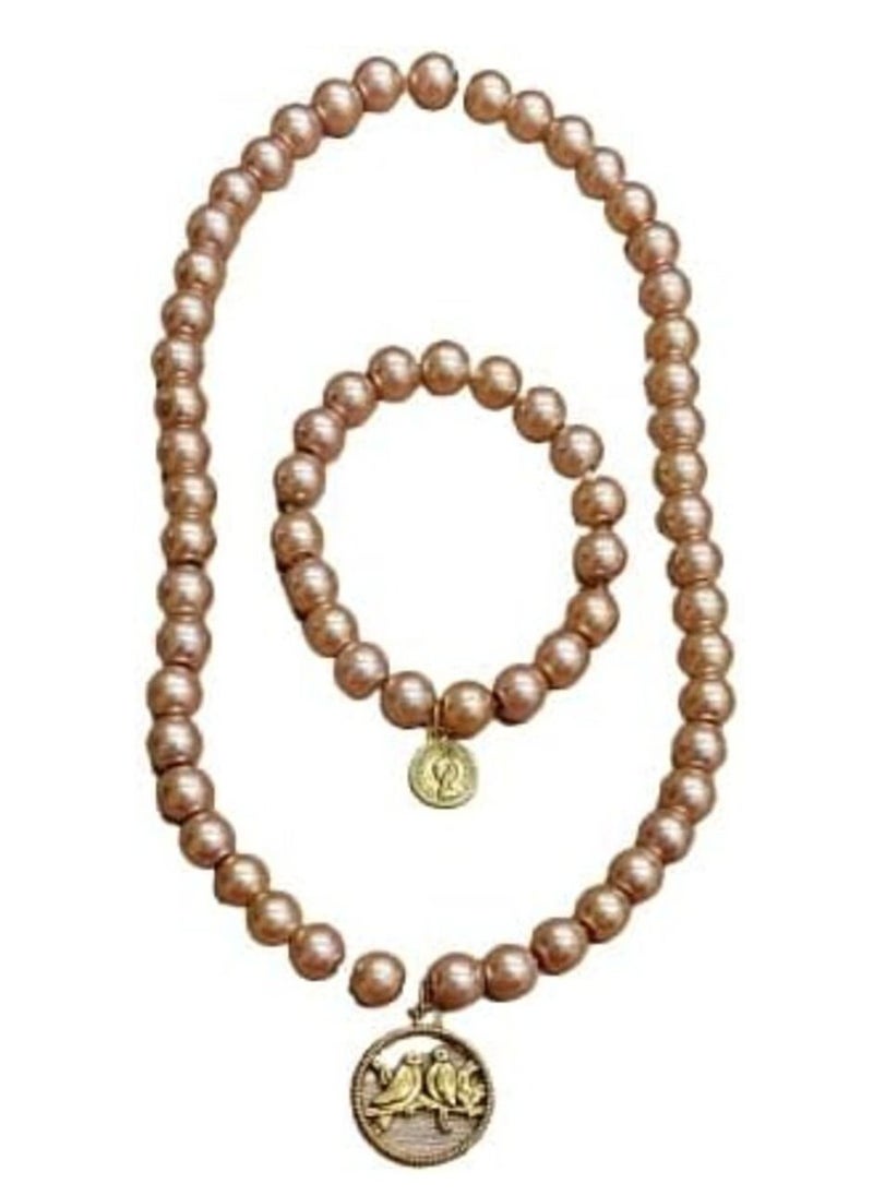 Generic - Artificial pearl necklace and bracelet set - Image 1