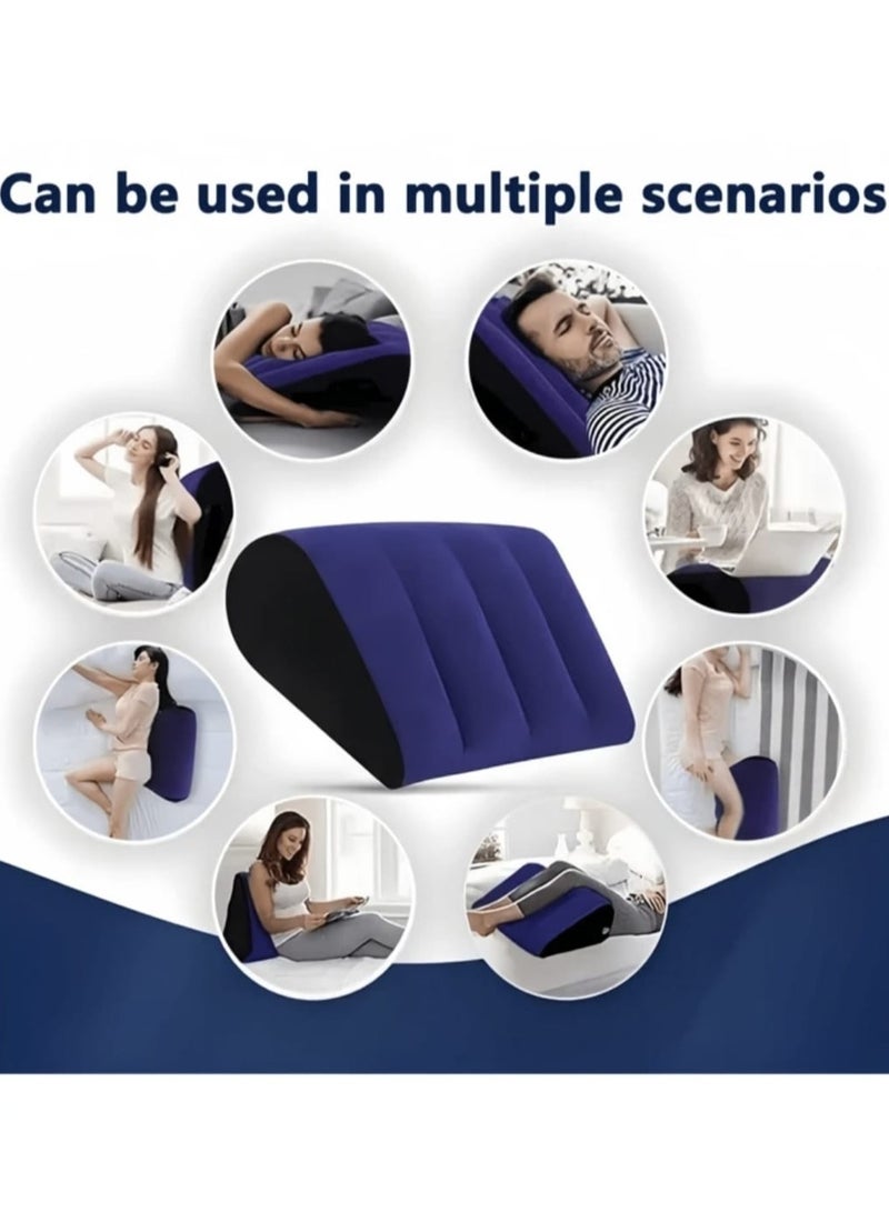 Portable Inflatable Wedge Pillow Lightweight Body Positioning Inflatable Cushion Suitable for Sleeping Leg Elevation Back and Neck Support Travel Fast Inflating and Deflating - Image 1