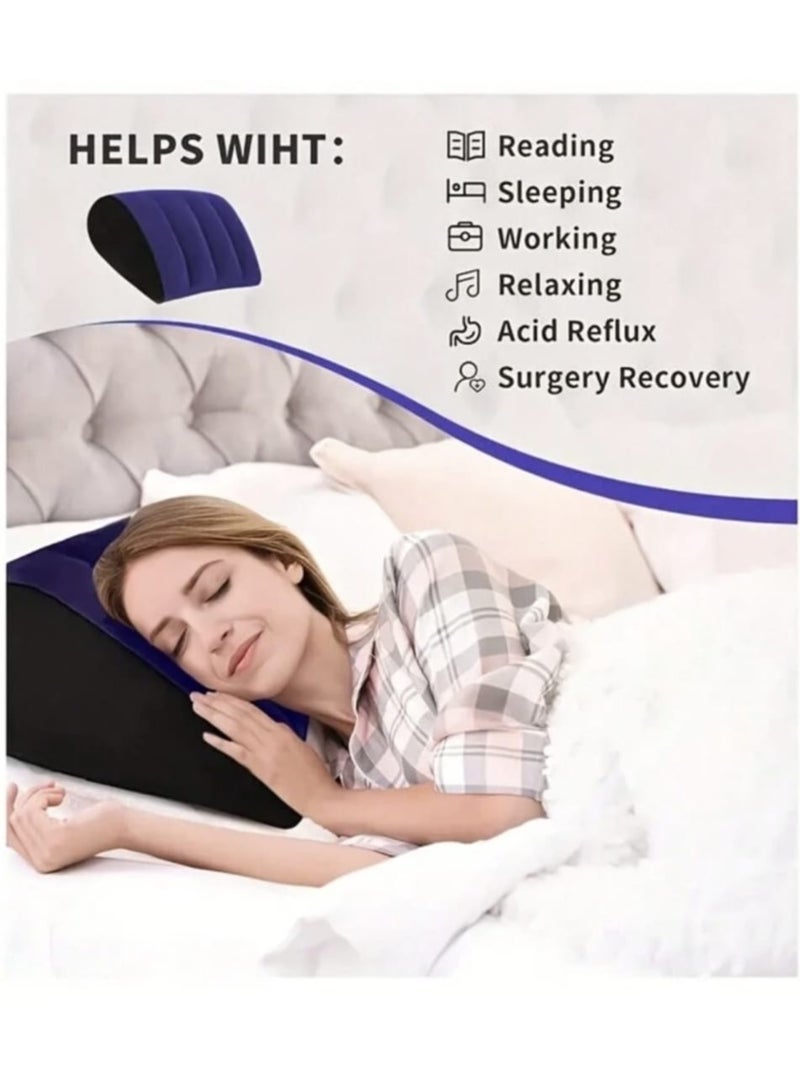 Portable Inflatable Wedge Pillow Lightweight Body Positioning Inflatable Cushion Suitable for Sleeping Leg Elevation Back and Neck Support Travel Fast Inflating and Deflating - Image 4