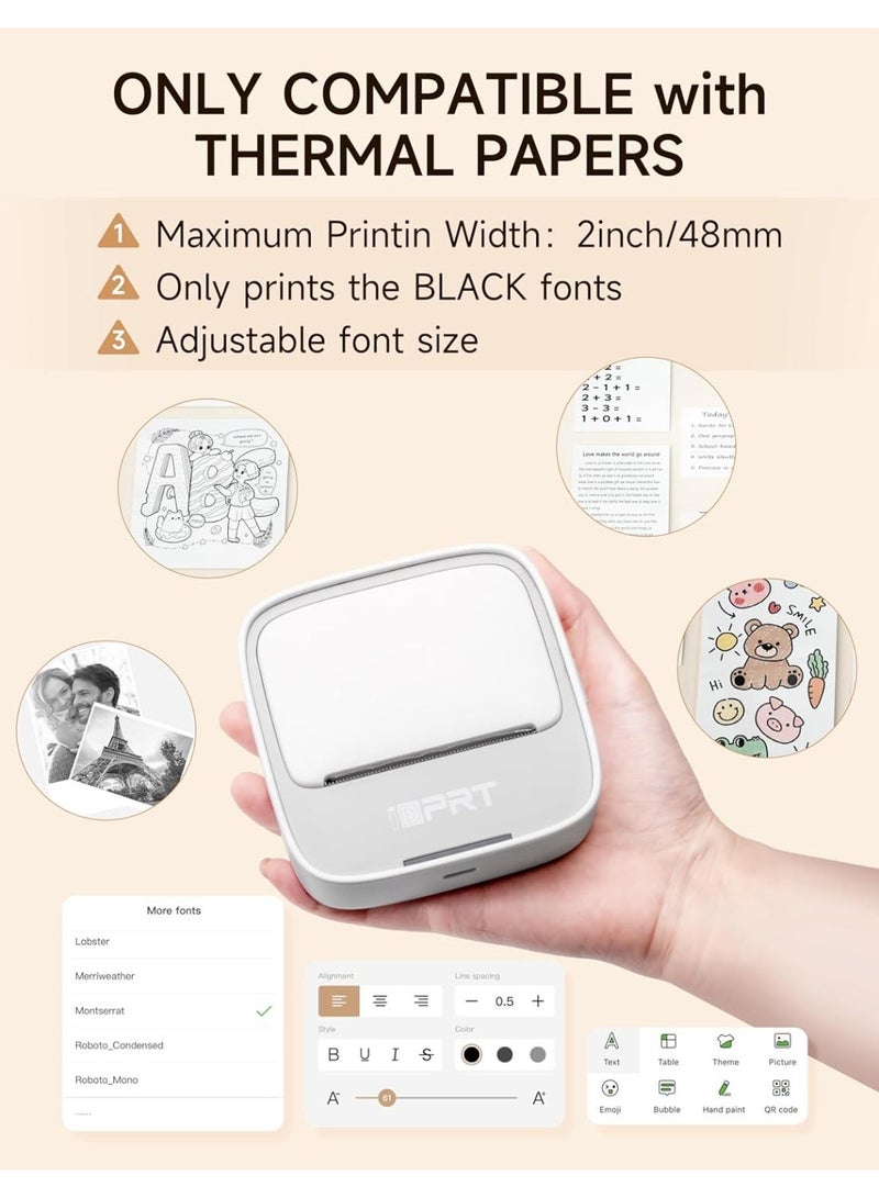 iDPRT Portable Sticker Maker Machine with 1 Roll Sticker Paper, Mini Printer Efficiently and Quickly, Thermal Printer for Study Notes, Pictures, DIY, Label, Free App with Multiple Templates, Grey - Image 2