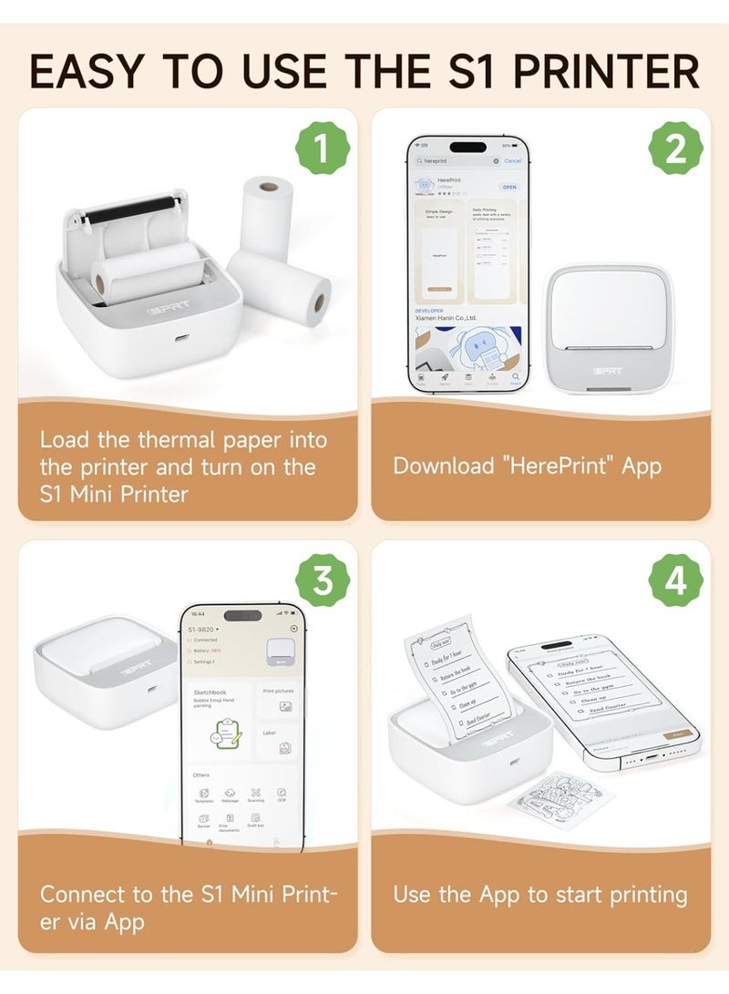 iDPRT Portable Sticker Maker Machine with 1 Roll Sticker Paper, Mini Printer Efficiently and Quickly, Thermal Printer for Study Notes, Pictures, DIY, Label, Free App with Multiple Templates, Grey - Image 3