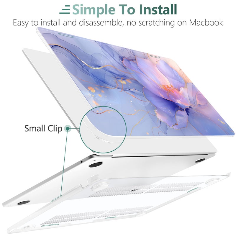TWOLSKOO for MacBook Air 13 inch Case M4 A3240 M3 A3113 M2 A2681 2025 2024 2022 Plastic Hard Shell, Keyboard Cover, Type C Adapter, Screen Protector for MacBook Air 13.6 inch, Blue Marble - Image 4