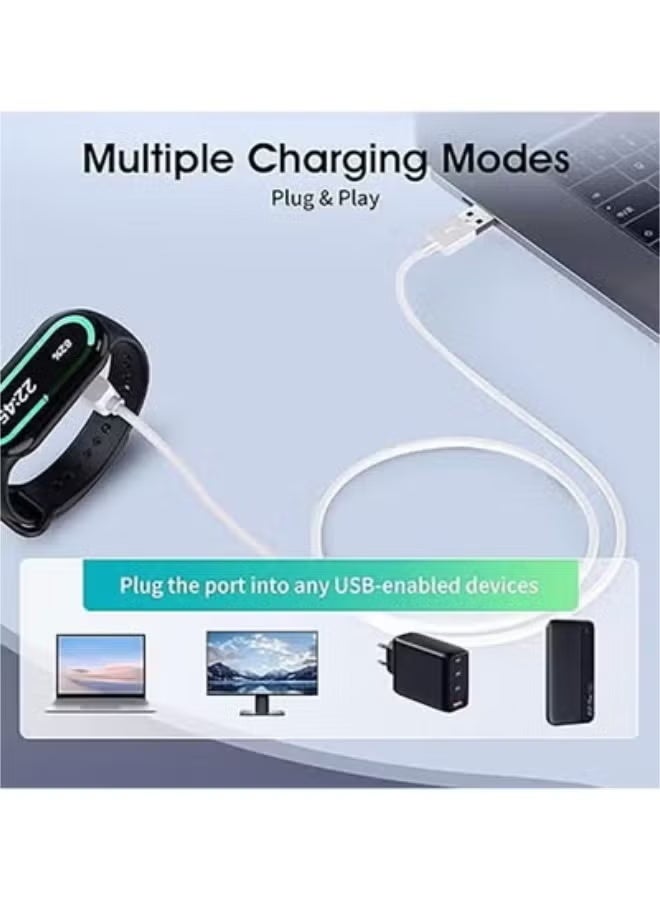 DeHuCg Smartwatch Charger Compatible with XiaoMi Band 10/Band 9/8 Pro/Active/Mi Watch 4/3 Active, Magnetic USB Charging Cable 3.3ft, Replacement Charging Cable Cradle Accessories fit XiaoMi Band 10/9/8 Pro - White - Image 5