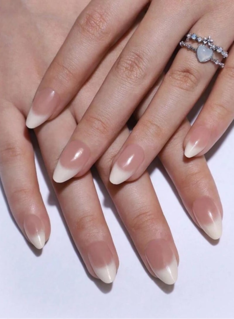 Milky white artificial nails, 24 pieces, French nails - Image 1