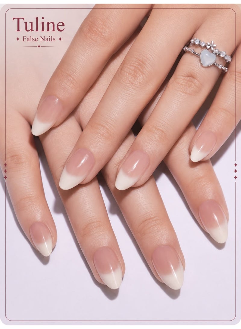Tuline Milky white artificial nails, 24 pieces, French nails - Image 1