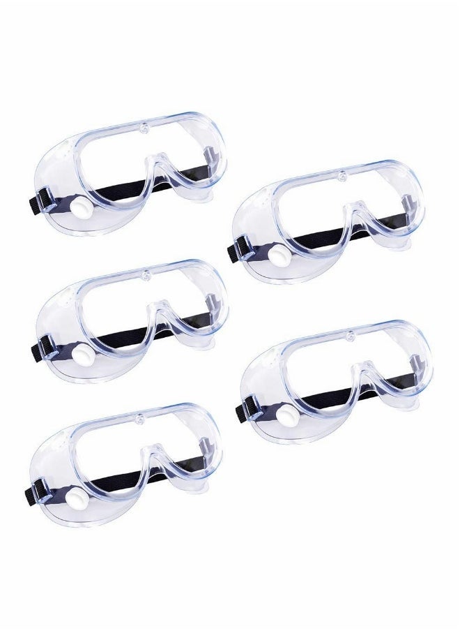 5-Pack Clear Safety Goggles - Protective Eye Glasses for Construction and Work Safety, Ideal for Eye Protection in Various Environments.