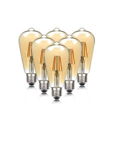 ESNCO ESNCO Old Fashioned Edison ST64 E27 4W Vintage LED Long Filament Light with Retro Coated Glass Shade Replace 40W Incandescent Bulb - 6 Pieces  - Image 1