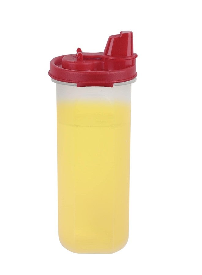 Cutting EDGE Air-Tight & Leak Proof Plastic Oil Pourer - for Vinegar, Sauces, Olive & Refined Oils, Easy Flow, BPA Free, Refrigerator Safe (Dark Red) (Pack of 1, 585ML) - Image 1