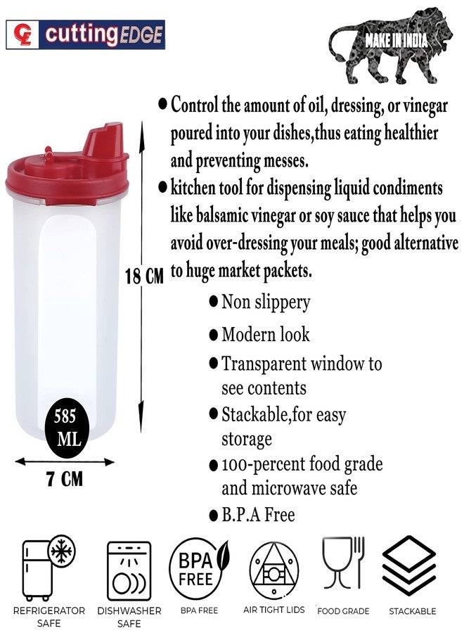 Cutting EDGE Air-Tight & Leak Proof Plastic Oil Pourer - for Vinegar, Sauces, Olive & Refined Oils, Easy Flow, BPA Free, Refrigerator Safe (Dark Red) (Pack of 1, 585ML) - Image 2