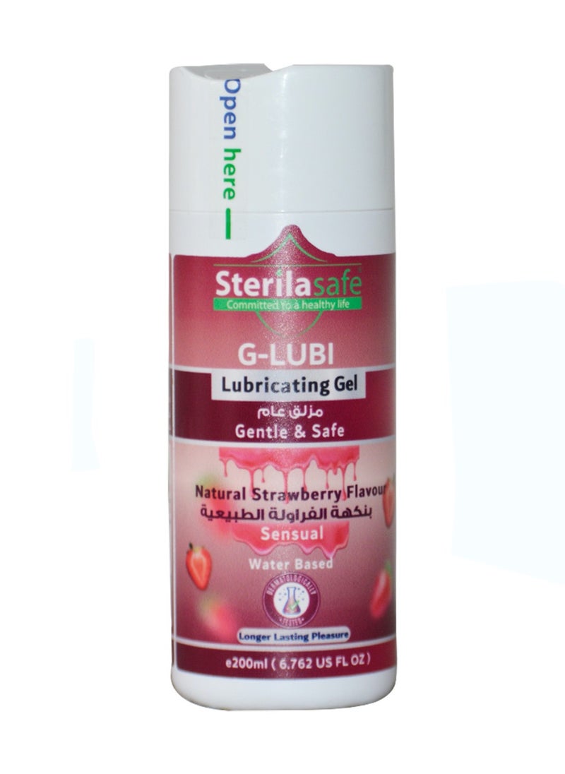 Sterilasafe Sterilasafe G-LUBI Lubricating Gel, Massage & Personal Lubricant, Pleasure 2 in 1, Feel Lube, Hot, Intimate Seductive, Condom Friendly, Water-based, For Men & Women, Natural Strawberry flavor, 200 ML  - Image 1