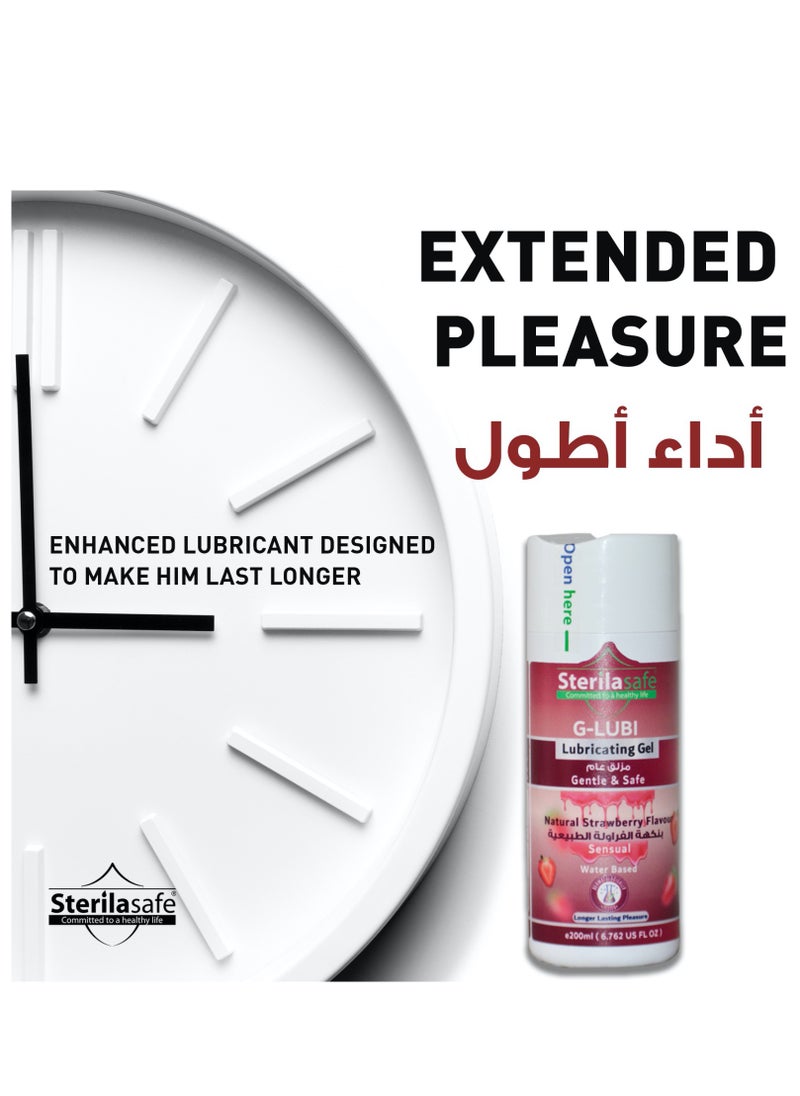 Sterilasafe Sterilasafe G-LUBI Lubricating Gel, Massage & Personal Lubricant, Pleasure 2 in 1, Feel Lube, Hot, Intimate Seductive, Condom Friendly, Water-based, For Men & Women, Natural Strawberry flavor, 200 ML  - Image 3