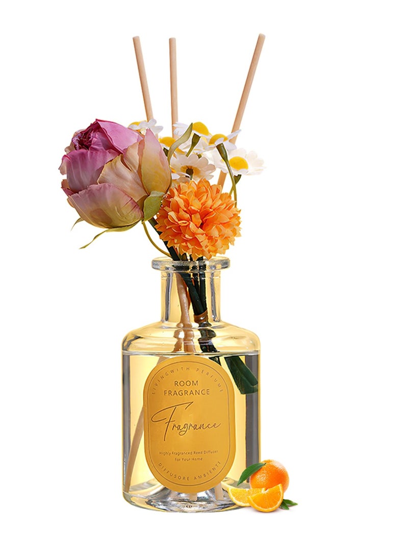 معطر جو منزلي برائحة الزهور الاصطناعية مع 4 أعواد قصب، مناسب لديكور المنزل والحمام، 200 مل (أنيق وجميل) - Image 1