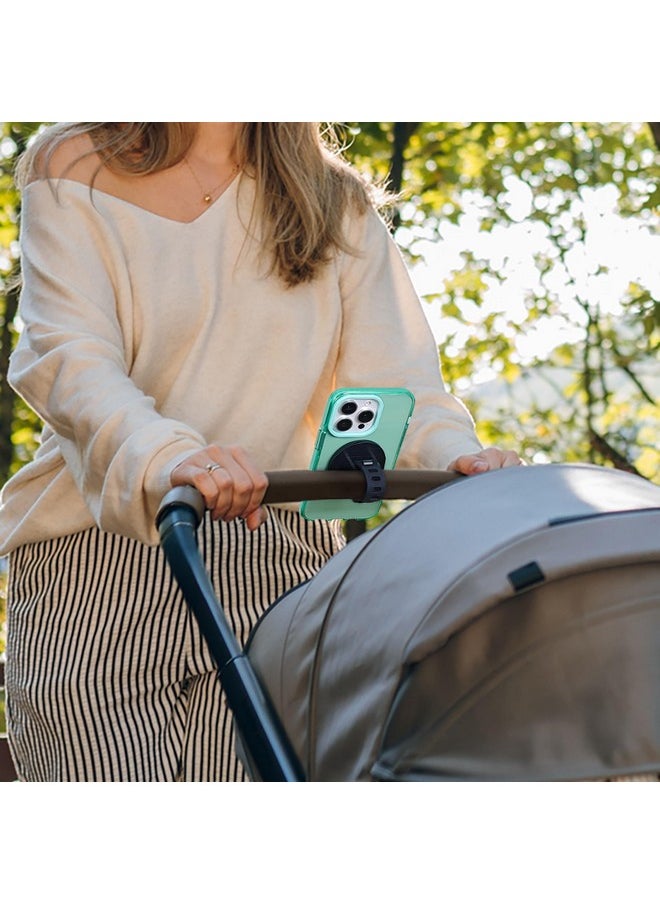 liuliuby Magnetic Phone Holder for Stroller, Shopping Cart & Golf Push Cart | Handlebar Phone Mount for MagSafe | Strap with Strong Magnet for Mag Safe | Stroller Accessories for Uppababy, Nuna, Bugaboo...  - Image 1